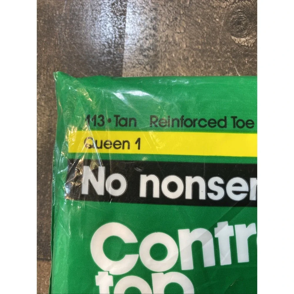 No Nonsense Control Top Pantyhose Size Q1 113 Tan Reinforced Toe Queen 1 Vintage